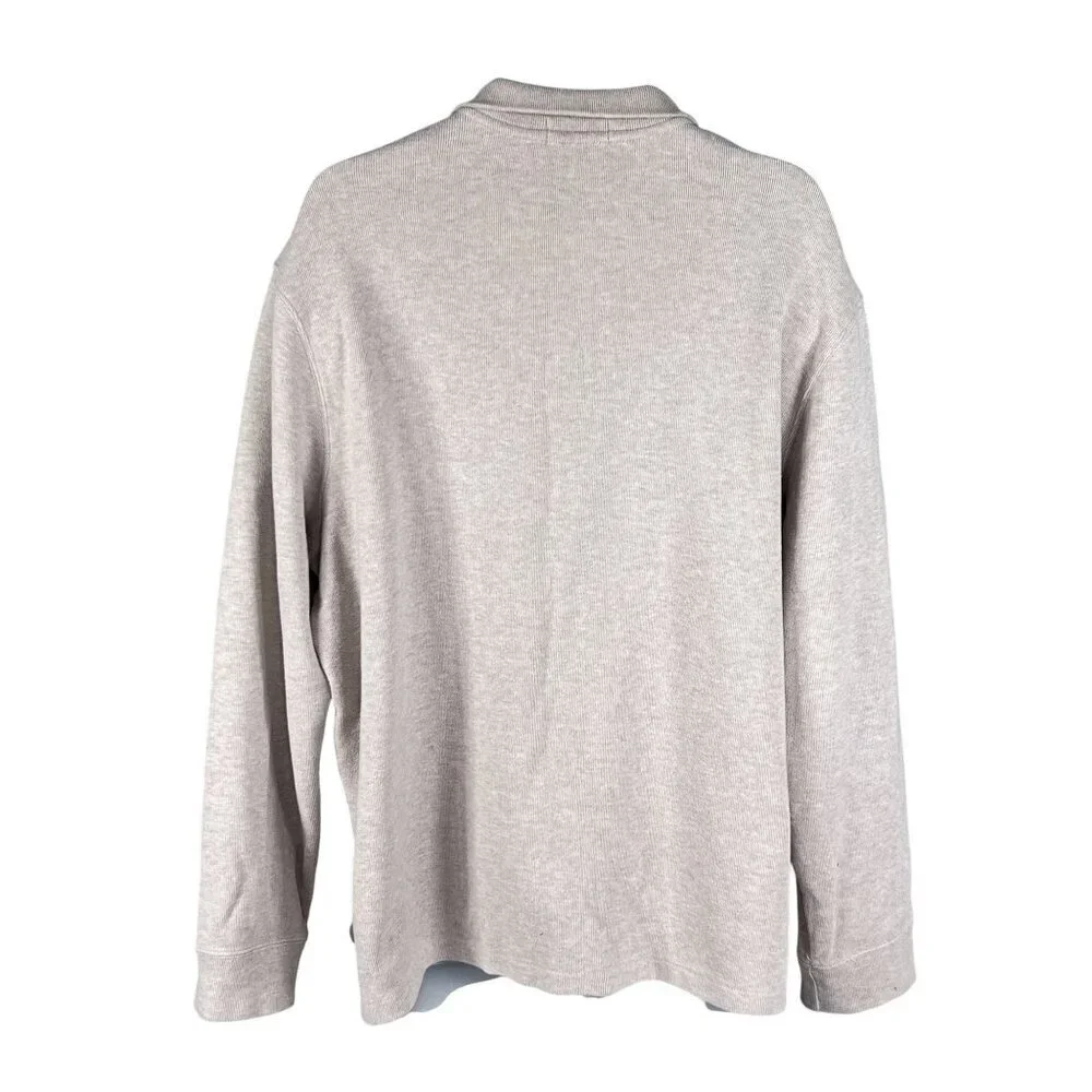 Polo Ralph Lauren Mens XXL Tan Rib Mockneck 1/4 Zip Pullover Old Money Timeless